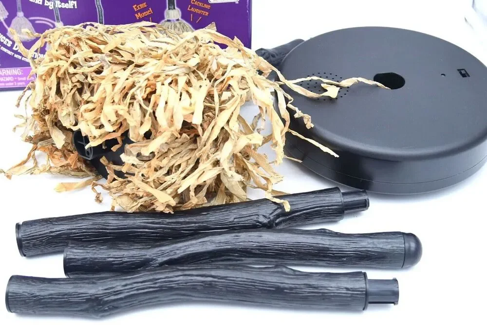 Halloween Prop Musical Enchanted Broom Magic Move Music Sounds Witch Cackle